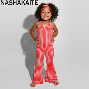 NASHAKAITE Mum And Daughter Clothes Summer Fashion Striped Sexy Sling Jumpsuit Mommy And Me Jumpsuit Family Matching Outfit