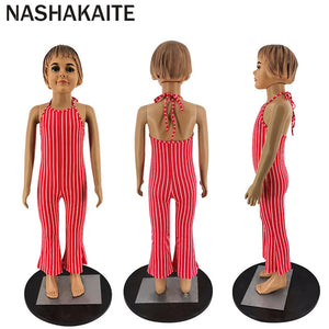 NASHAKAITE Mum And Daughter Clothes Summer Fashion Striped Sexy Sling Jumpsuit Mommy And Me Jumpsuit Family Matching Outfit