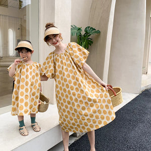 Mom And Daughter Dress Summer Mommy And Daughter Matching Clothes Short Short Sleeve Polka Dot Mommy And Me Same Clothes