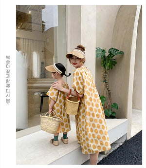 Mom And Daughter Dress Summer Mommy And Daughter Matching Clothes Short Short Sleeve Polka Dot Mommy And Me Same Clothes