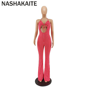 NASHAKAITE Mum And Daughter Clothes Summer Fashion Striped Sexy Sling Jumpsuit Mommy And Me Jumpsuit Family Matching Outfit