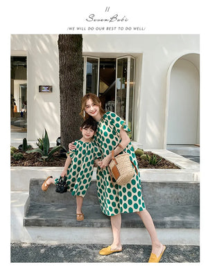 Mom And Daughter Dress Summer Mommy And Daughter Matching Clothes Short Short Sleeve Polka Dot Mommy And Me Same Clothes