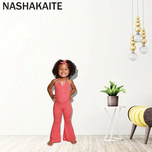 NASHAKAITE Mum And Daughter Clothes Summer Fashion Striped Sexy Sling Jumpsuit Mommy And Me Jumpsuit Family Matching Outfit