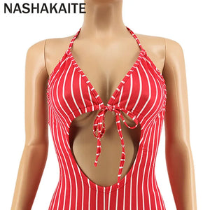 NASHAKAITE Mum And Daughter Clothes Summer Fashion Striped Sexy Sling Jumpsuit Mommy And Me Jumpsuit Family Matching Outfit