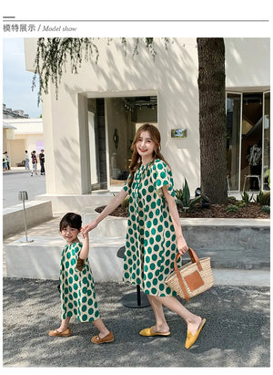 Mom And Daughter Dress Summer Mommy And Daughter Matching Clothes Short Short Sleeve Polka Dot Mommy And Me Same Clothes