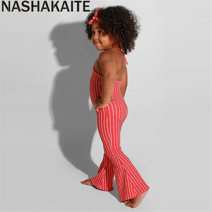 NASHAKAITE Mum And Daughter Clothes Summer Fashion Striped Sexy Sling Jumpsuit Mommy And Me Jumpsuit Family Matching Outfit