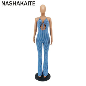 NASHAKAITE Mum And Daughter Clothes Summer Fashion Striped Sexy Sling Jumpsuit Mommy And Me Jumpsuit Family Matching Outfit