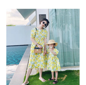 New Fashion Floral Mom And Daughter Dress Cute Family Matching Party Parent-Child Outfits Carnival Mother Kids Clothes