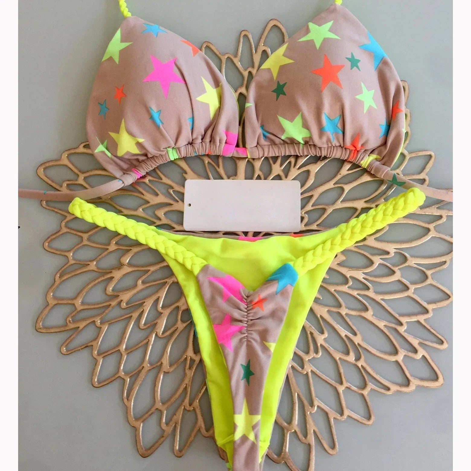 Swimwear Women Cute Heart Print Brazilian Bikini Set Sexy Thong Swimsuit Two Pieces Bathing Suit Women Beach Wear