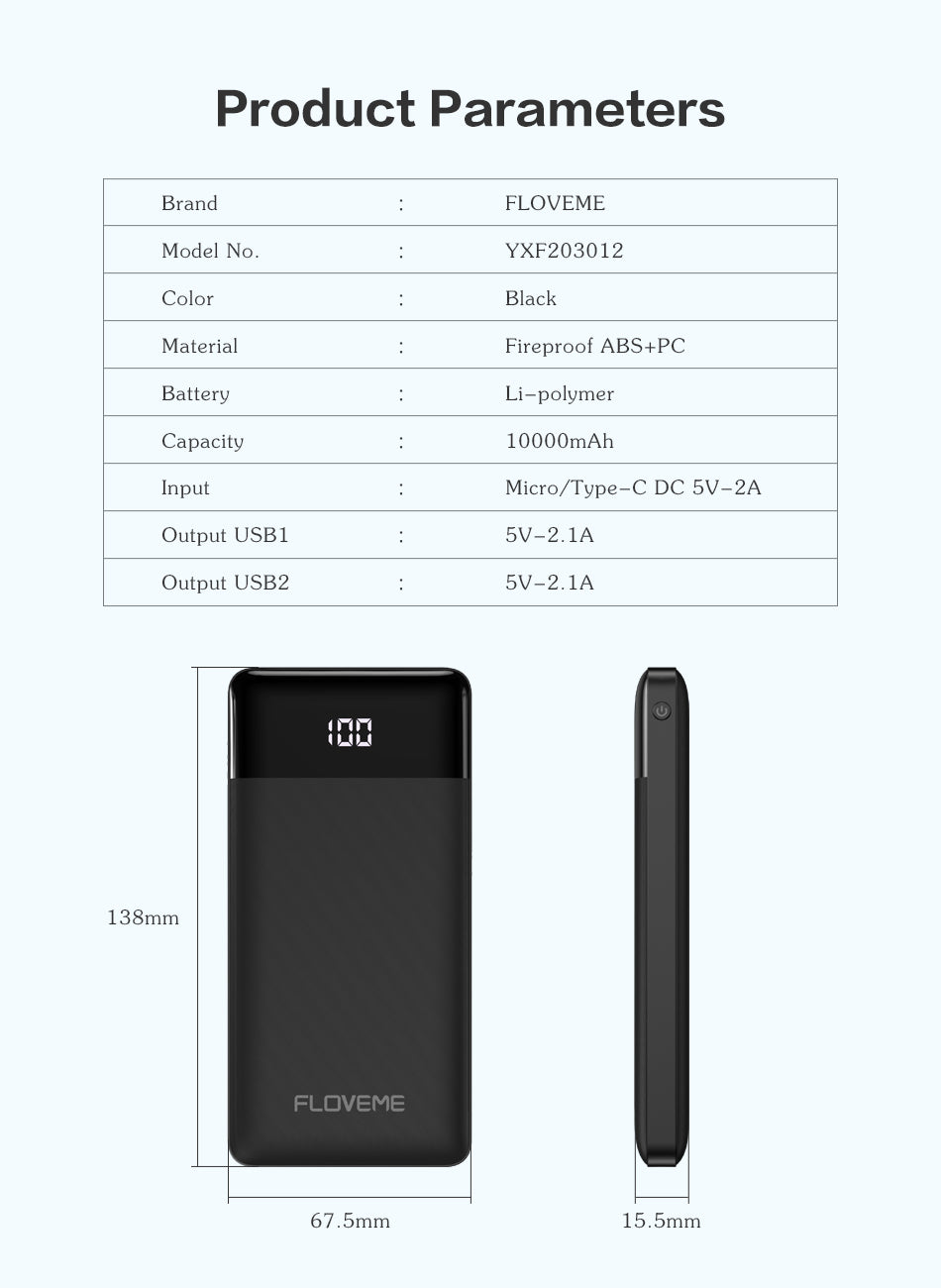  Power Bank 10000mAh LED Display