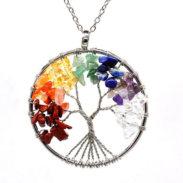 7 Chakra Quartz Natural Stone Tree