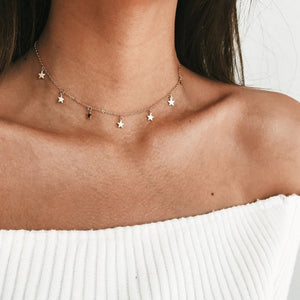 Moon Star Crystal Heart Choker Necklace