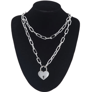 Double layer Lock Chain necklace