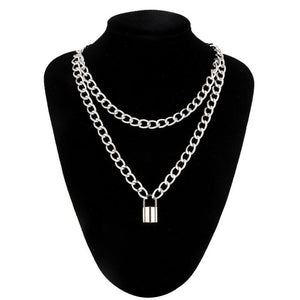 Double layer Lock Chain necklace