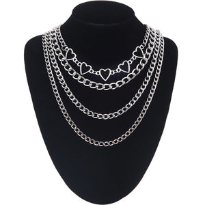 Double layer Lock Chain necklace