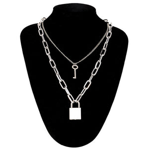 Double layer Lock Chain necklace